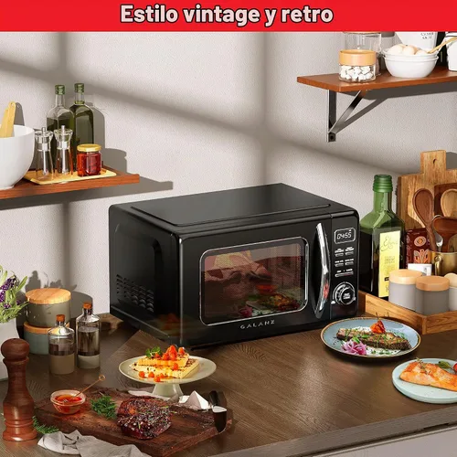 Vista 6 de Galanz GLCMKZ11BKR10 - Horno microondas retro de encimera, con funciones de cocción y recalentamiento automáticos, descongelación, inicio rápido