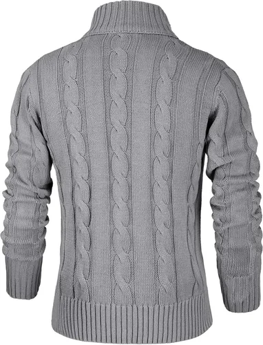 Vista 2 de NITAGUT - Suéter de punto para hombre de manga larga con cuello de pie y botones