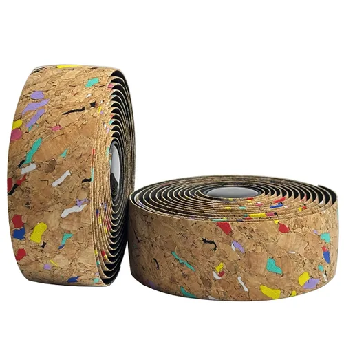 Vista 2 de Cinta de corcho para manillar de bicicleta de carretera, 2 rollos, antideslizante, absorción de impactos, cinta de agarre con tapones de barra