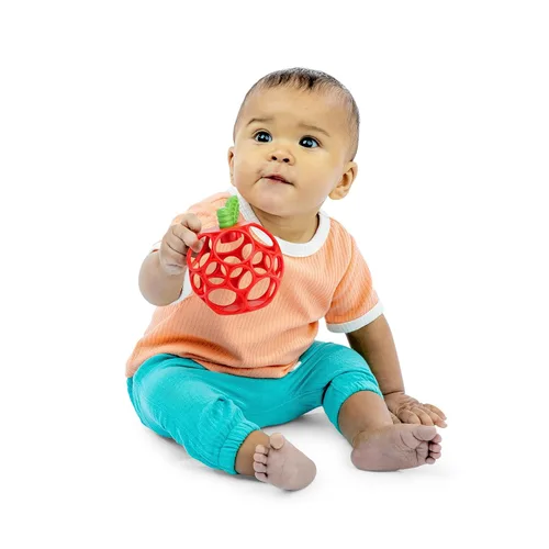 Vista 8 de Bright Starts Oball Easy Grasp - Juguete mordedor de manzana roja, Hold My Own Collection, sin BPA, unisex, recién nacido y más