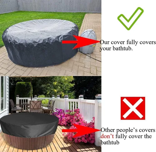 Vista 2 de Funda impermeable para bañera de hidromasaje, impermeable, portátil, redonda, protector para bañera de hidromasaje, piscina, muebles de jardín