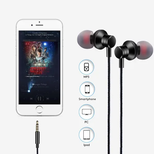 Vista 3 de Empsun Auriculares con cable con micrófono, auriculares estéreo con graves, auriculares de oído con aislamiento de ruido, compatibles con todos