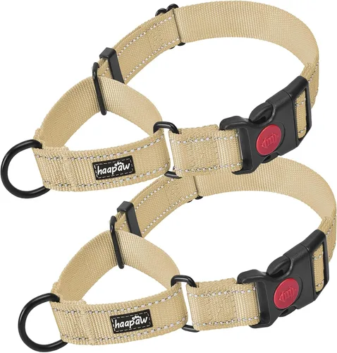 Vista 15 de Haapaw Collar de perro Martingala a prueba de escapes, beige, S