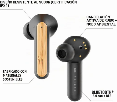 Vista 3 de House of Marley Redemption ANC: Auriculares inalámbricos con cancelación de ruido con micrófono, conectividad Bluetooth, 20 horas de tiempo total