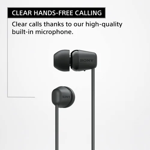 Vista 6 de Sony WI-C100 - Auriculares inalámbricos Bluetooth con micrófono integrado, color negro, (paquete de 2)