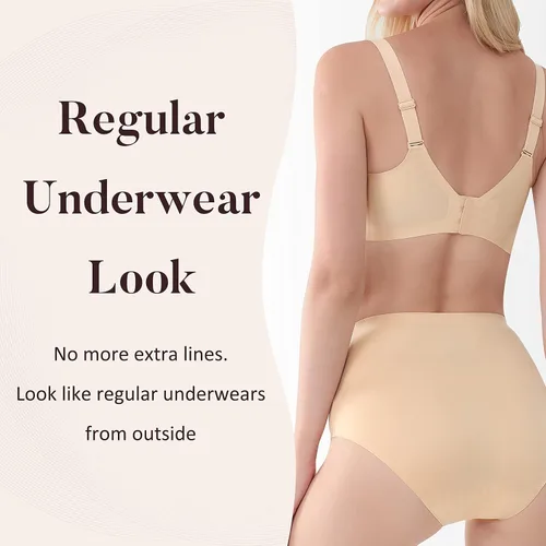 Vista 7 de AIRCUTE Ropa interior absorbente para incontinencia urinaria para mujer, sin costuras, lijado de cintura alta, para fugas de vejiga, 2.2 onzas Beige