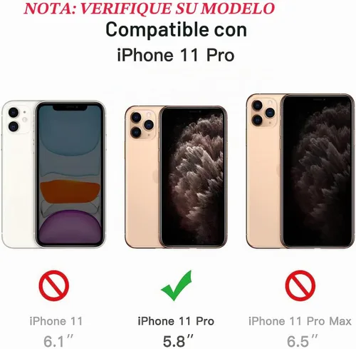 Vista 2 de YmhxcY Funda para iPhone 11 Pro, a prueba de golpes, a prueba de caídas, a prueba de polvo, a prueba de caídas, 3 capas, duradera, funda de teléfono