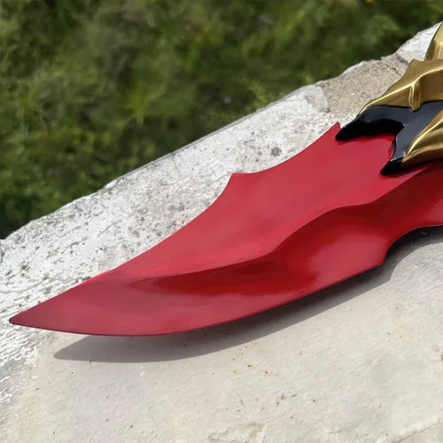 Vista 7 de Espada de cosplay de Kamish de Kamish de 24 pulgadas, espada de acero dorado con soporte de exhibición, accesorio de cosplay, para colección