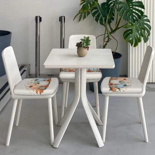 Vista 5 de Fundas de asiento cuadradas para silla de cocina con diseño floral de hojas de calabaza de otoño, de 16.9 pulgadas, dos piezas, funda de cojín