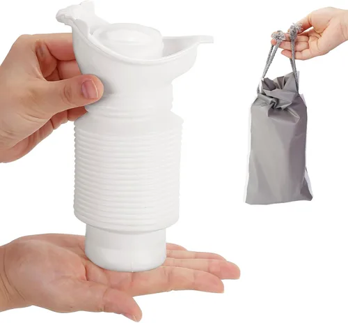 Vista 6 de Orinario portátil para hombres y mujeres, botella de urinario de emergencia a prueba de derrames, urinarios plegables a prueba de fugas, botella