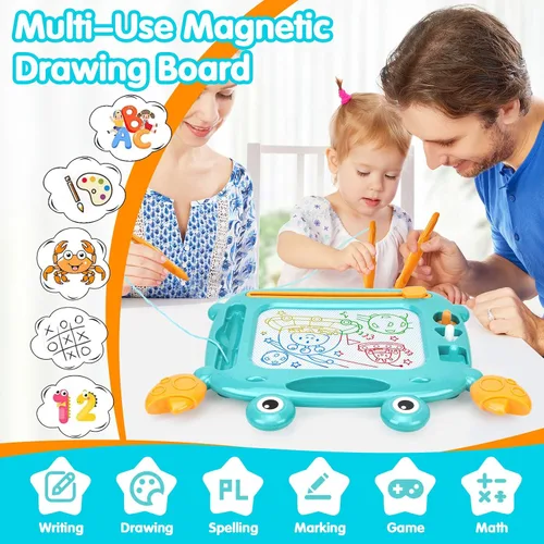Vista 2 de Juguetes para niños pequeños, tablero de dibujo magnético, sin BPA, sin ftalatos, sin PVC, juguetes de bocetos para niños de 3, 4 y 5 años, regalo