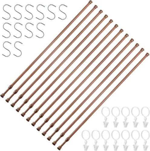Vista 6 de Paquete de 6 varillas de cortina para ventanas de 28 a 48 pulgadas, varilla de tensión de resorte ajustable de metal sin necesidad de perforación