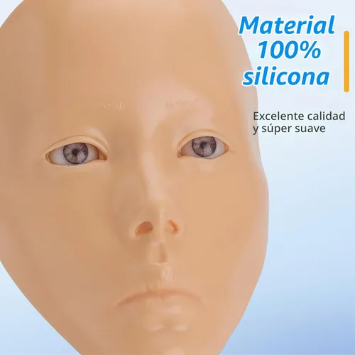Vista 2 de Tabla facial 5D de práctica de maquillaje de silicona, reutilizable para principiantes para practicar maquillaje de ojos, ojos de silicona, falsos
