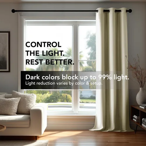 Vista 3 de Deconovo Cortinas opacas para dormitorio, juego de 2 paneles de 42 pulgadas de ancho x 45 pulgadas de largo, aislamiento térmico y reducción