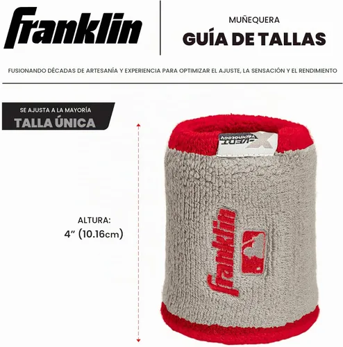 Vista 7 de Franklin Sports Pulseras MLB Xvent - Béisbol + Softbol - 4 pulgadas - Transpirable + Duradero rojo y gris