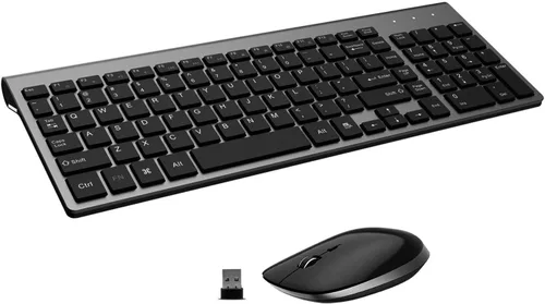 Vista 7 de FENIFOX Teclado y mouse inalámbricos, USB 2.4 GHz, silencioso, silencioso, perfil bajo, compacto, tamaño completo, plano, delgado, portátil
