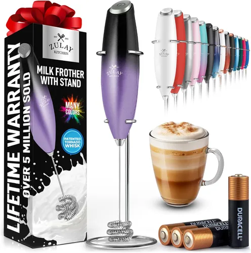 Vista 304 de Zulay Milk Boss Espumador de leche potente manual, hace espuma para latte, batidor para mezclar bebidas, café, miniespumador para capuchino, frappé