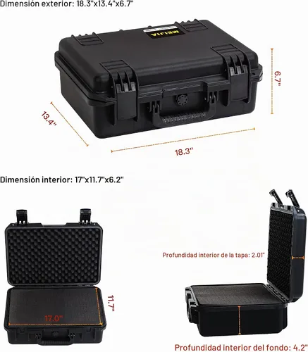 Vista 3 de MEIJIA - Funda rígida impermeable de alta calidad para cámara, funda rígida con espuma de ajuste personalizable, protección completa con diseño