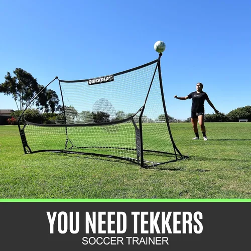 Vista 8 de QUICKPLAY TEKKERS TRAINER - Rebotador de fútbol, 6.5 x 4 pies y redes de paso de tierra de 6.5 x 1.5 pies, acero aleado, fibra de vidrio, negro