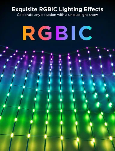 Vista 4 de Govee Luces de red para exteriores, 2.8 x 4.7 pies con funciones RGBIC