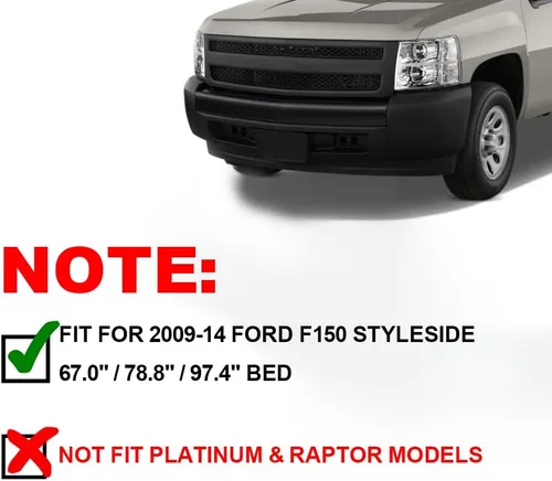 Vista 2 de CHEDA Aletas para parachoques, Compatible con Ford F150 SVT Raptor 2009 2010 2011 2012 2013 2014, Cubierta de rueda estilo de fábrica, FO1268100