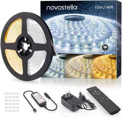 Vista 7 de NOVOSTELLA Tiras de Luces LED Blancas Sintonizables Impermeables de 20 pies, Luz de Cuerda Flexible Regulable 3000K-6500K 12V Luz de Cinta