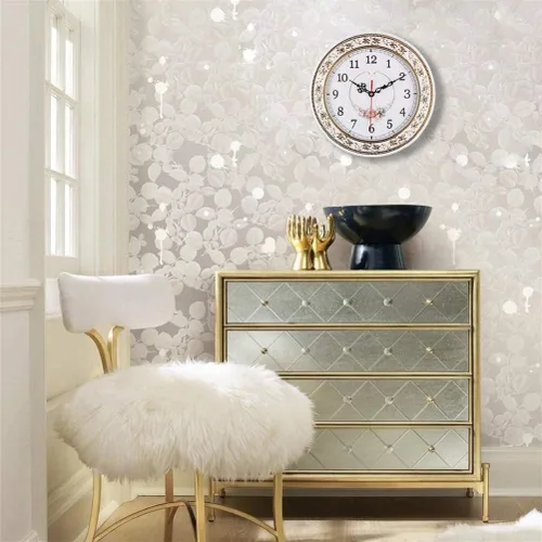 Vista 5 de Tebery Silent Modern Quartz Flower Design Reloj de pared decorativo sin tictac Reloj digital de 11 pulgadas (blanco)