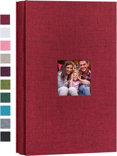 Vista 7 de Mublalbum Álbum de fotos pequeño de 4 x 6 pulgadas, 100 fotos, cubierta de lino, libro de fotos con bolsillos horizontales para boda, aniversario