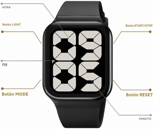 Vista 4 de Large Numbers Digital Watches for Men Women Elderly Waterproof Wrist Watch Negro y Negro