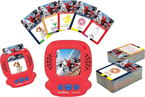 Vista 7 de LEXiBOOK, Frozen, Lector de tarjetas interactivo bilingüe, español/inglés, 150 tarjetas educativas de doble cara, máquina educativa de preguntas