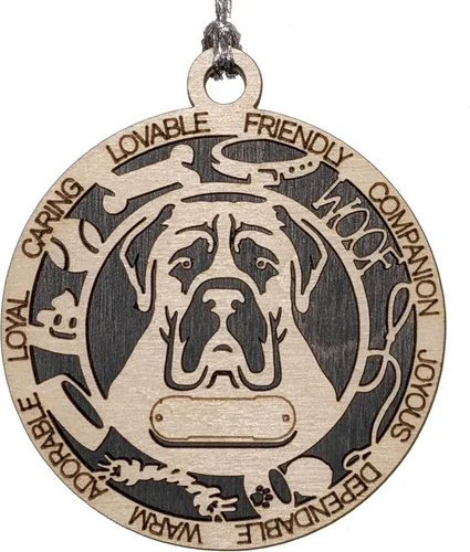 Vista 15 de Adorno de Navidad personalizado para perro Cavalier King Charles Spaniel, redondo de 3 pulgadas, madera cortada con láser de 2 capas, nombre y texto