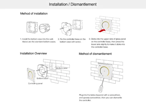 Vista 5 de AMKI Interruptor de pared LED, controlador LED, cubierta de plástico montado en la pared, interruptor de panel táctil para DC12V-24V 3528 2835 5050
