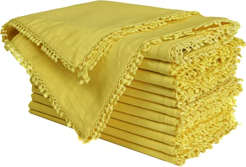 Vista 28 de Bedding Craft Juego de 12 Servilletas de Tela para Cena – 18x18 Azul Aéreo con Aspecto de Lino y Dobladillo Decorativo – Suaves, Lavables a Máquina
