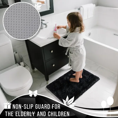 Vista 5 de Yimobra Juego de 2 alfombras de baño, alfombra de baño suave y absorbente y alfombra de inodoro en forma de U con respaldo antideslizante, alfombras
