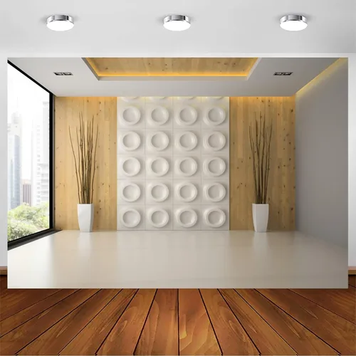Vista 2 de Telón de fondo de oficina de 5 x 3 pies para ventana francesa, sala de negocios, lugar de trabajo, escenario de pantalla para grabación de video