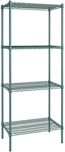 Vista 352 de Kit de 4 estantes de epoxi verde NSF de 21 x 72 pulgadas con postes de 86 pulgadas, estantería de almacenamiento resistente, kit de estantería
