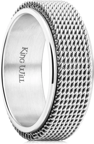 Vista 18 de King Will Anillo de ansiedad giratorio para hombre, color negro, plateado, dorado, 0.315 in, cadena de malla de alambre de acero inoxidable, malla