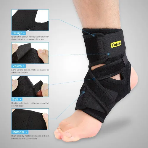 Vista 2 de Yosoo Health Gear Yosoo - Tobillera de neopreno transpirable ajustable de compresión para tendones de esguince de tobillo, talla única, color negro