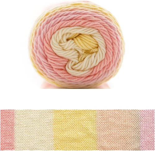 Vista 14 de Hilo de color de algodón para tartas, hilo multicolor arcoíris para tejer y tejer a ganchillo, 2 bolas de 7.05 oz, 45% algodón, 55% acrílico, hilo