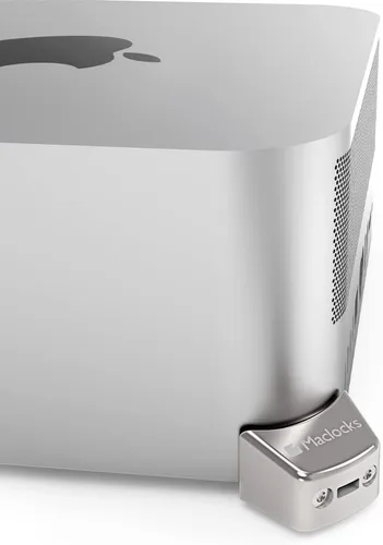 Vista 2 de Compulocks Mac Studio - Adaptador de bloqueo de borde con bloqueo de cable combinado, color plateado Cerradura de seguridad segura de aluminio