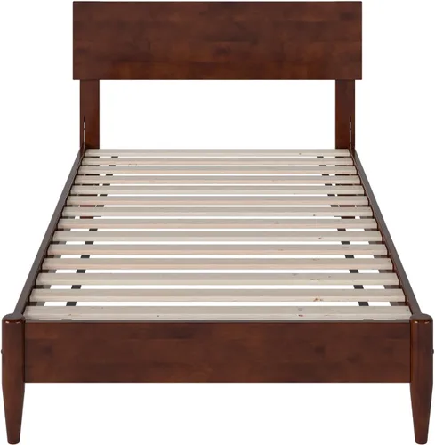 Vista 10 de AFI, Aria - Cama de plataforma moderna de perfil bajo de madera maciza, tamaño individual, nogal Nuez