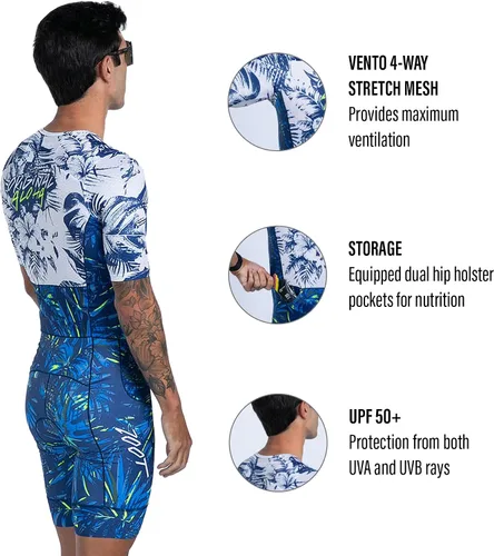 Vista 4 de Zoot LTD Tri Aero Fz - Traje de carreras para hombre, manga corta, aerodinámico, ciclismo, carrera, natación, ciclismo, correr, tri, con bolsillos