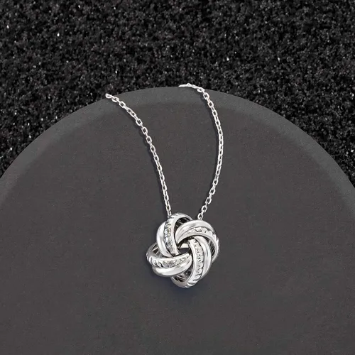 Vista 4 de Ross-Simons Italian Sterling Silver Love Knot Pendant Necklace