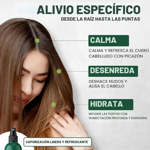 Vista 4 de Spray acondicionador sin enjuague con aceite de árbol de té, desenredante