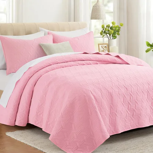 Vista 13 de Lavsiry Juego de ropa de cama acolchada de tamaño individual beige con funda de almohada, colcha ligera de verano, sobrecama, manta acolchada suave