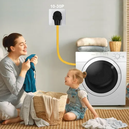 Vista 3 de Cable de extensión para secadora de 3 clavijas, 30 amperios, NEMA 10-30P a 10-30R, 15 pies nivel 2 EV carga Tesla modelo 3/X/Y/S de salida