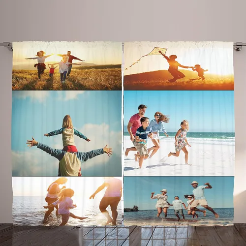 Vista 3 de Ambesonne Cortinas personalizables con fotos, cortinas de ventana para sala de estar, dormitorio, 2 paneles, pieza de acento para todas
