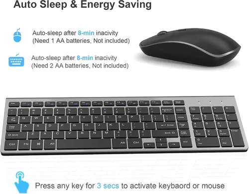 Vista 3 de JOYACCESS Combo de teclado y mouse inalámbricos, 2.4G compacto y ultra delgado teclado inalámbrico y mouse para Windows, computadora, escritorio