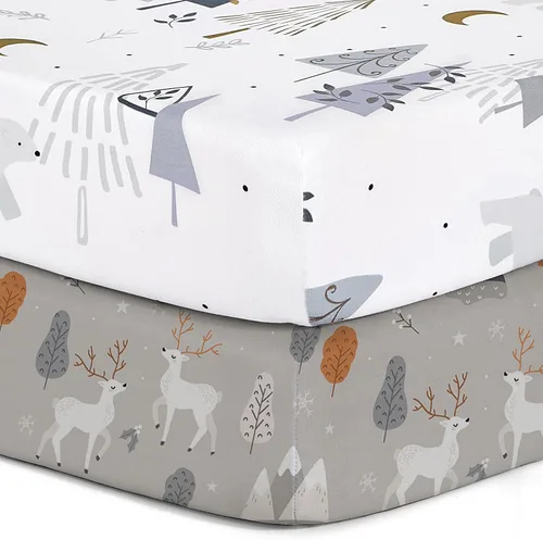 Vista 43 de Pack n Play Sheets BROLEX - Juego de 2 sábanas para cuna, juego de sábanas elásticas y portátiles para cuna, funda de colchón convertible