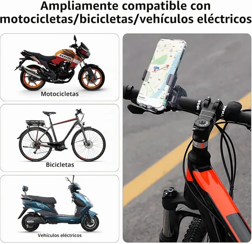 Vista 5 de Soporte para teléfono de motocicleta, soporte para teléfono de bicicleta, soporte para teléfono celular para manillar de bicicleta, soporte